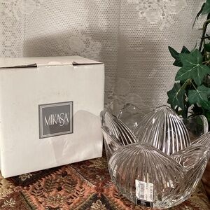 Mikasa Crystal Silver Crest Bowl - 6" - 1990, Vintage With Box